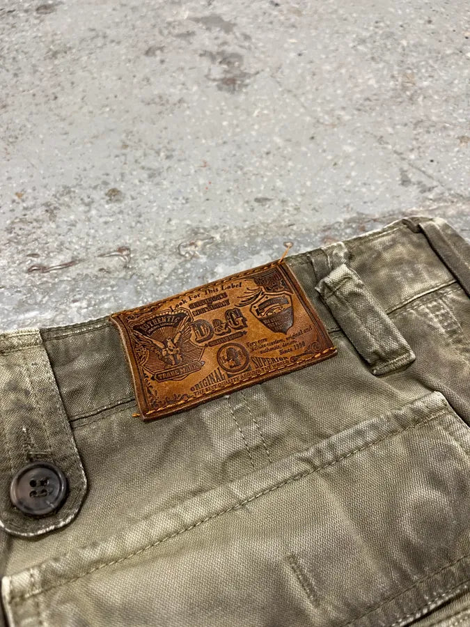 2000s Dolce & Gabbana Olive Eroded Cargo Pants (M) XyCCSVL 10