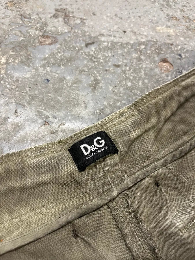 2000s Dolce & Gabbana Olive Eroded Cargo Pants (M) XyCCSVL 12
