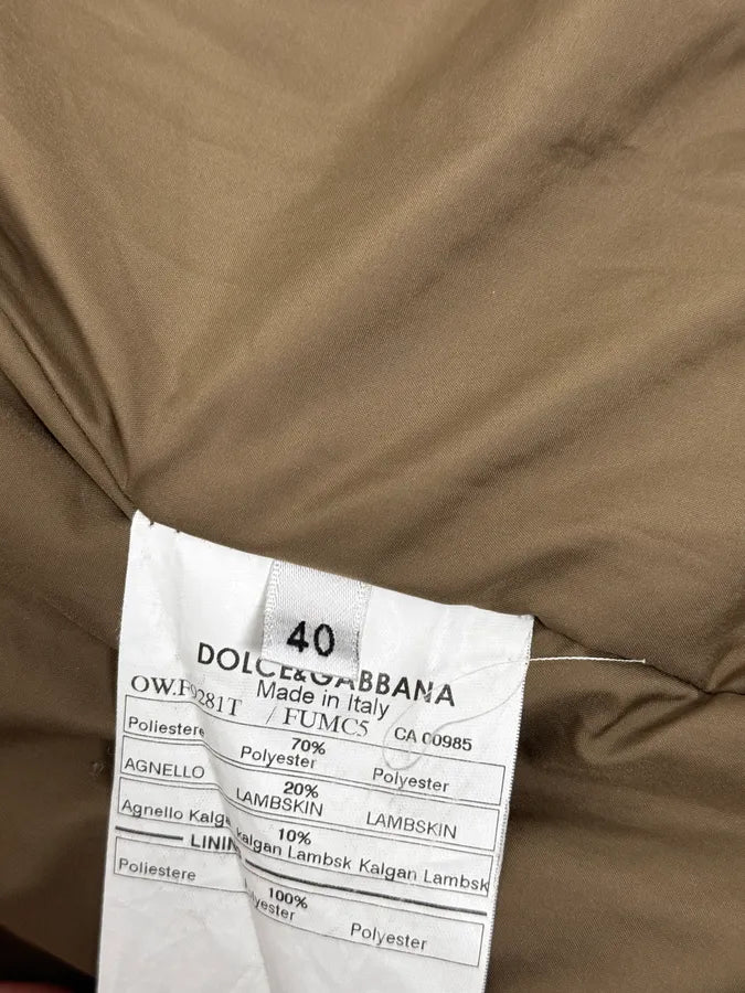 2000s Dolce & Gabbana Olive Green Nylon Lambskin Leather Jacket sgIUewy 10