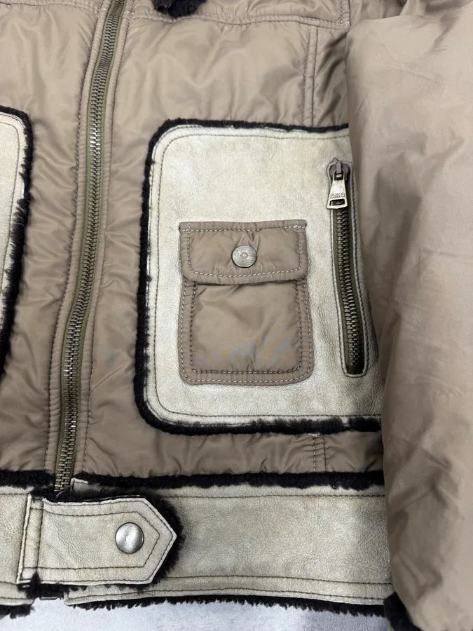 2000s Dolce & Gabbana Olive Green Nylon Lambskin Leather Jacket sgIUewy 7