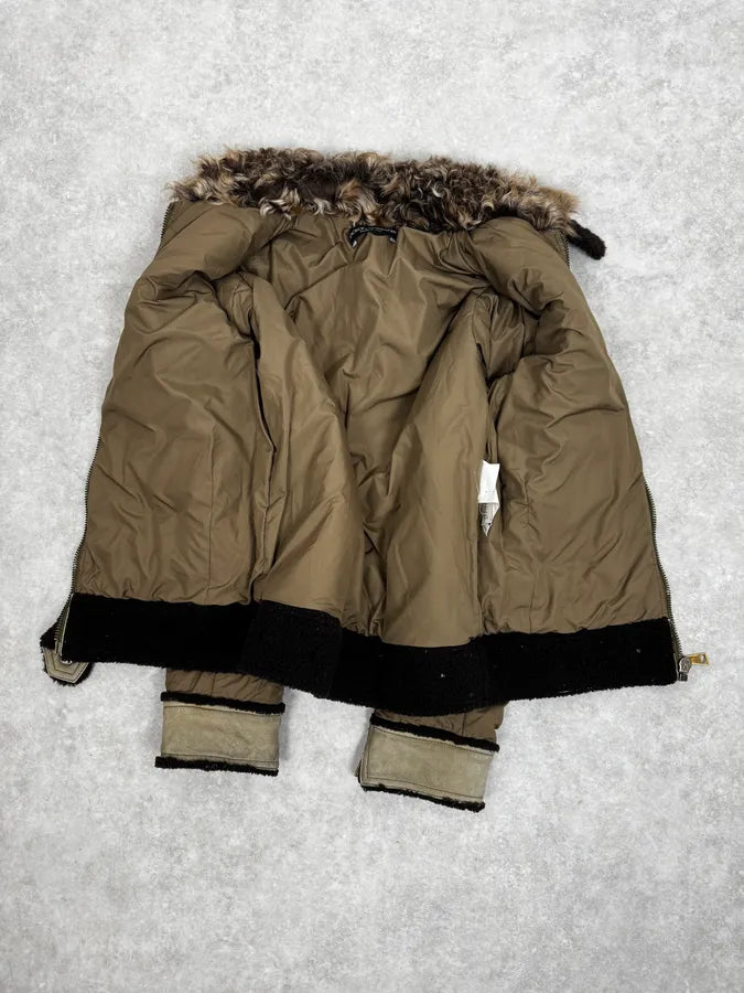 2000s Dolce & Gabbana Olive Green Nylon Lambskin Leather Jacket sgIUewy 6