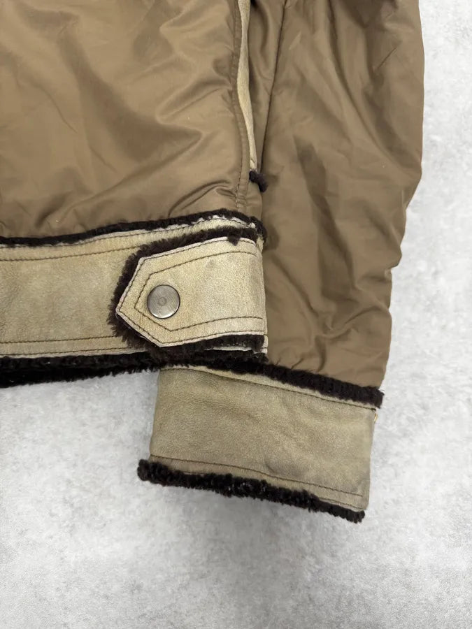 2000s Dolce & Gabbana Olive Green Nylon Lambskin Leather Jacket sgIUewy 8