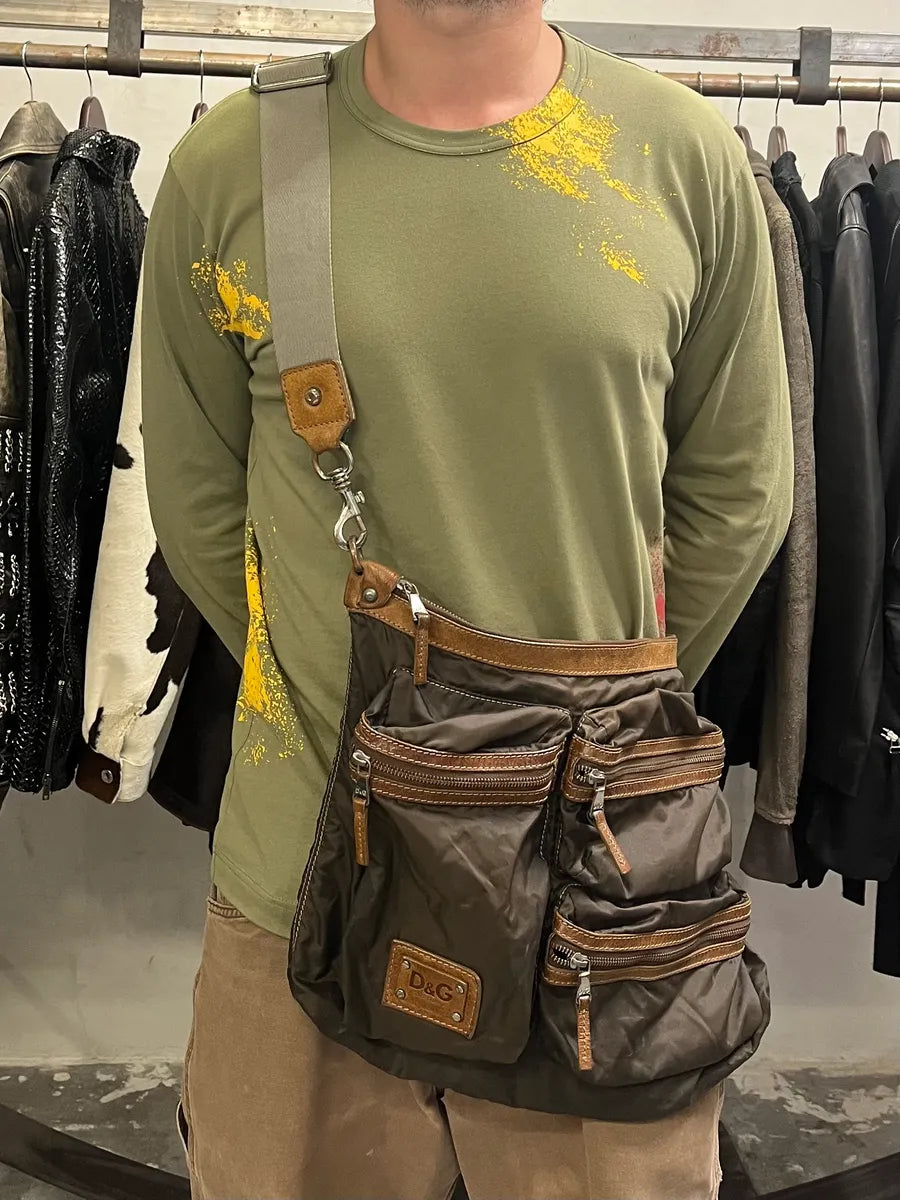 2000s Dolce & Gabbana Olive Nylon Cargo Shoulder Bag (OS) yfstaCG 1