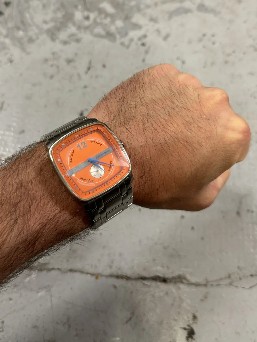 2000s Dolce & Gabbana Orange Dial Stainless Steel Watch kvUhOqA 0