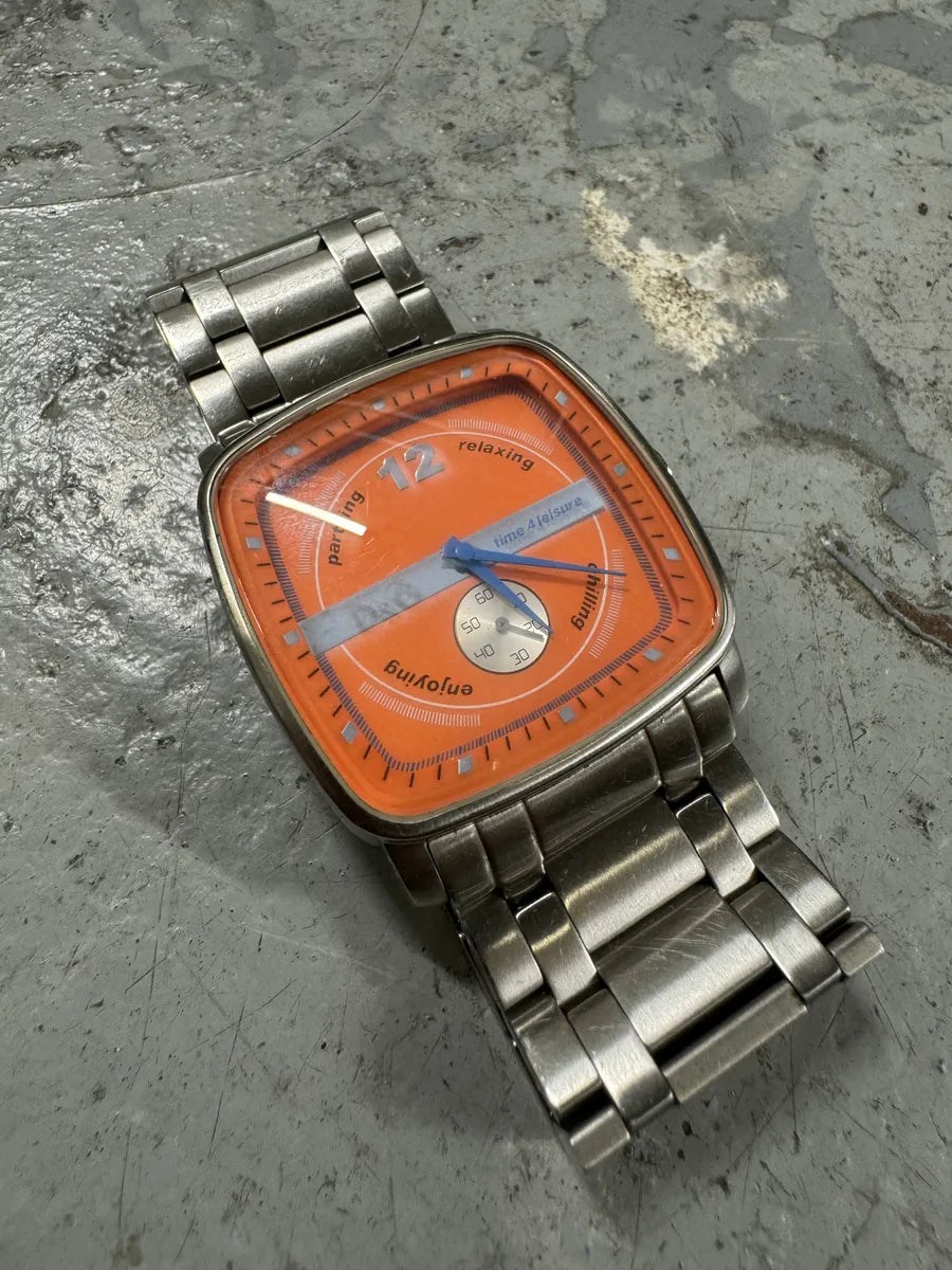 2000s Dolce & Gabbana Orange Dial Stainless Steel Watch kvUhOqA 1