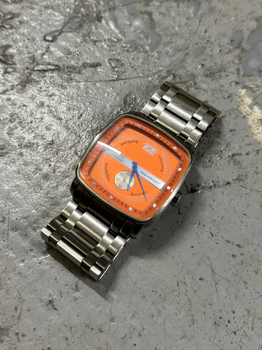 2000s Dolce & Gabbana Orange Dial Stainless Steel Watch kvUhOqA 2