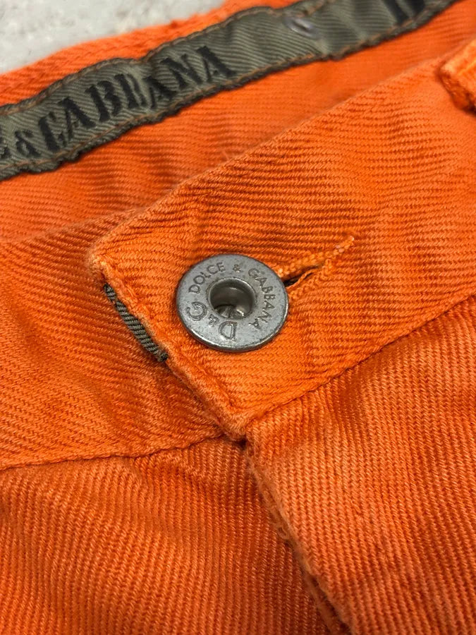 AW2003 Dolce & Gabbana Orange Distressed Denim Jeans pQfsQBS 9