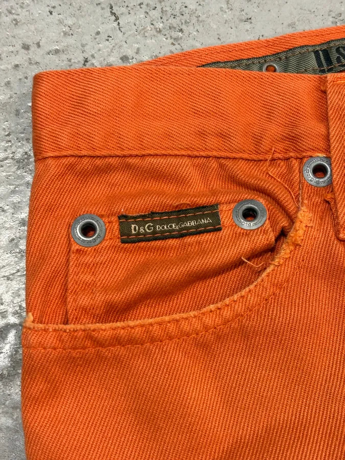 AW2003 Dolce & Gabbana Orange Distressed Denim Jeans pQfsQBS 8