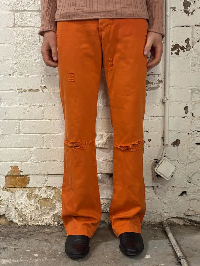 AW2003 Dolce & Gabbana Orange Distressed Denim Jeans pQfsQBS 1