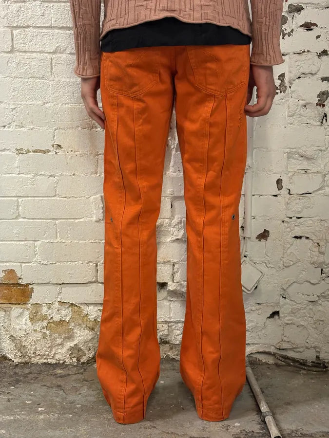 AW2003 Dolce & Gabbana Orange Distressed Denim Jeans pQfsQBS 3