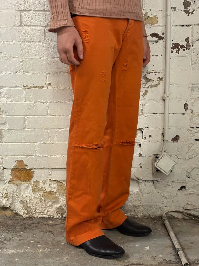 AW2003 Dolce & Gabbana Orange Distressed Denim Jeans pQfsQBS 2