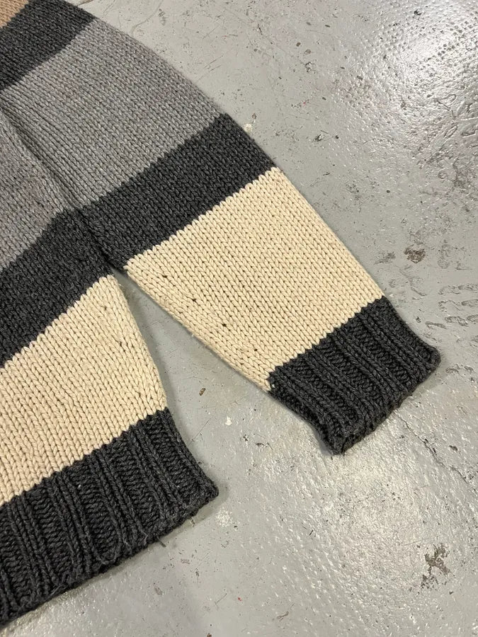 2000s Dolce & Gabbana Orange Grey Beige Lines Wool Sweater OmQqohI 5