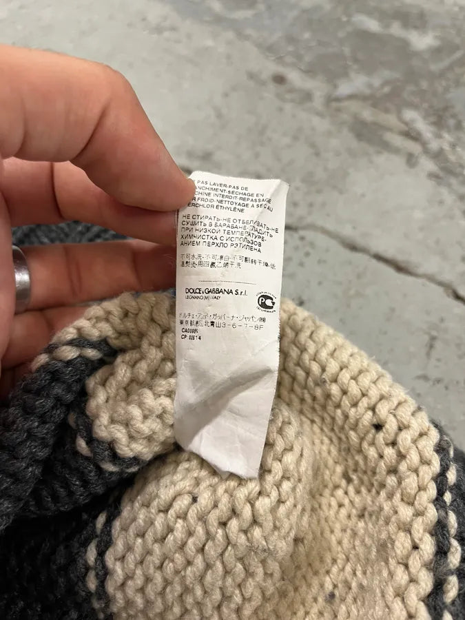 2000s Dolce & Gabbana Orange Grey Beige Lines Wool Sweater OmQqohI 8