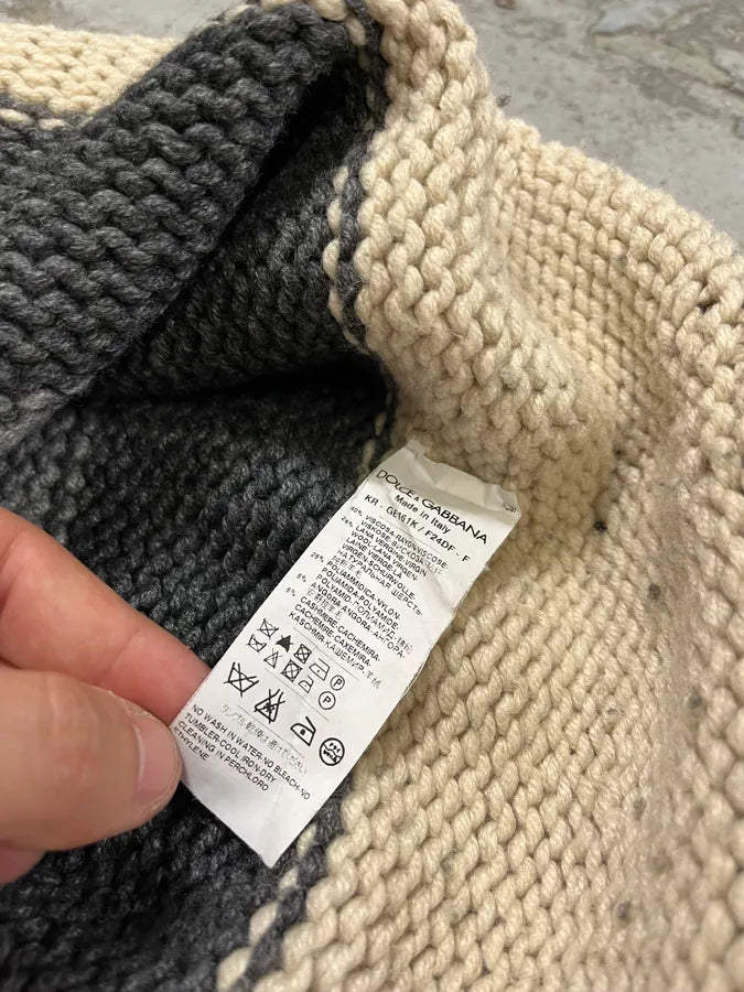 2000s Dolce & Gabbana Orange Grey Beige Lines Wool Sweater OmQqohI 9