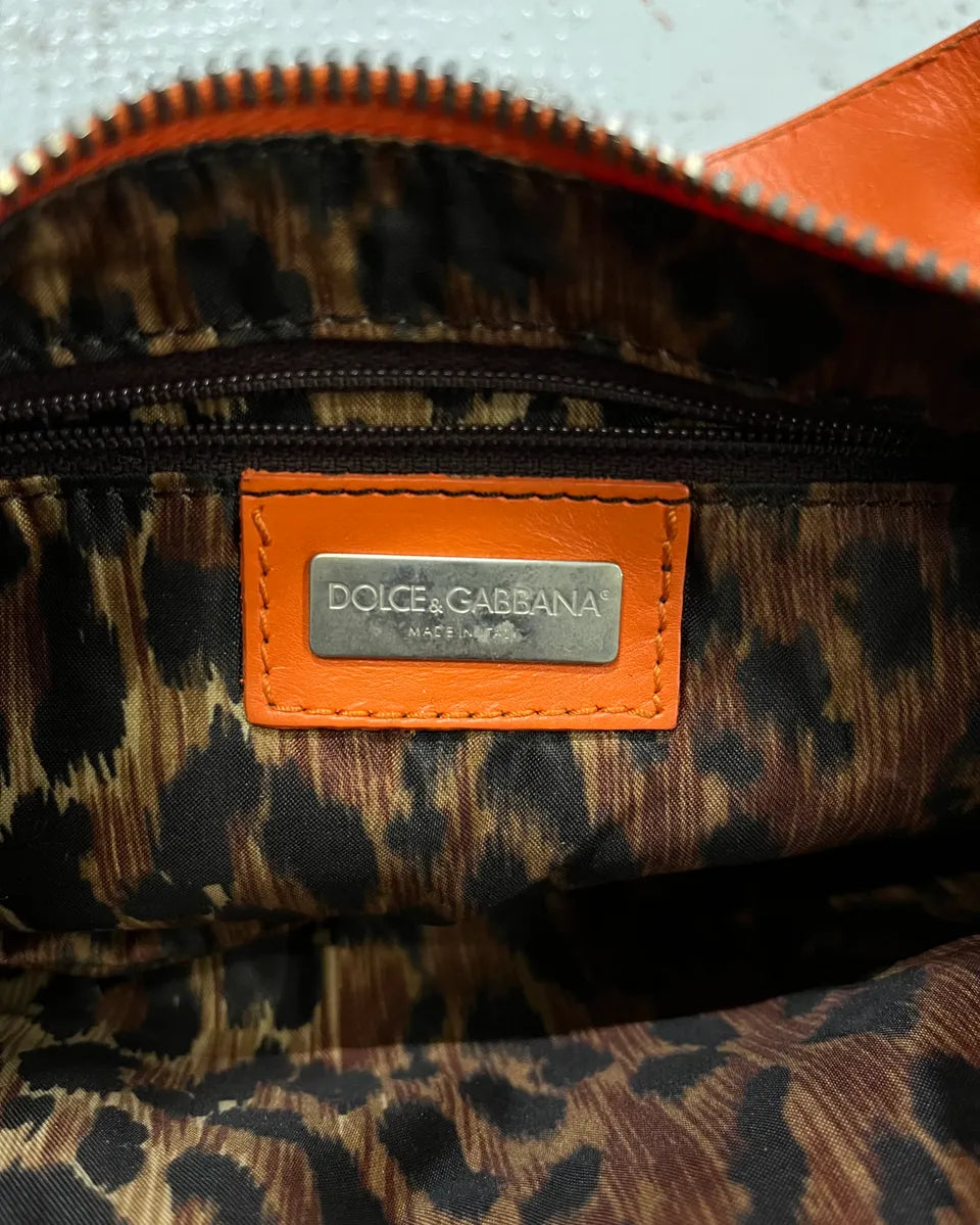 AW2003 Dolce & Gabbana Orange Leather Bondage Shoulder Bag VwDNzrx 11
