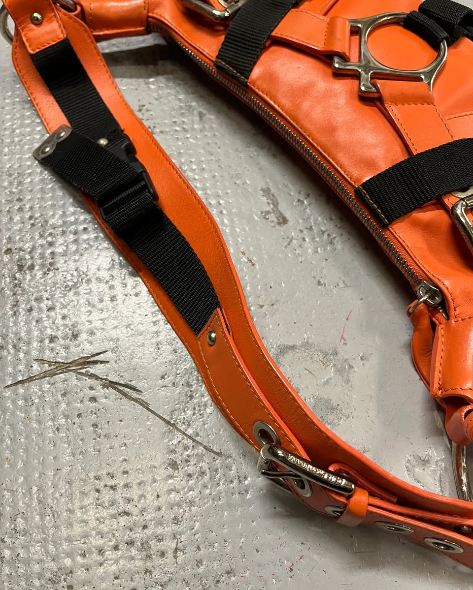 AW2003 Dolce & Gabbana Orange Leather Bondage Shoulder Bag VwDNzrx 8