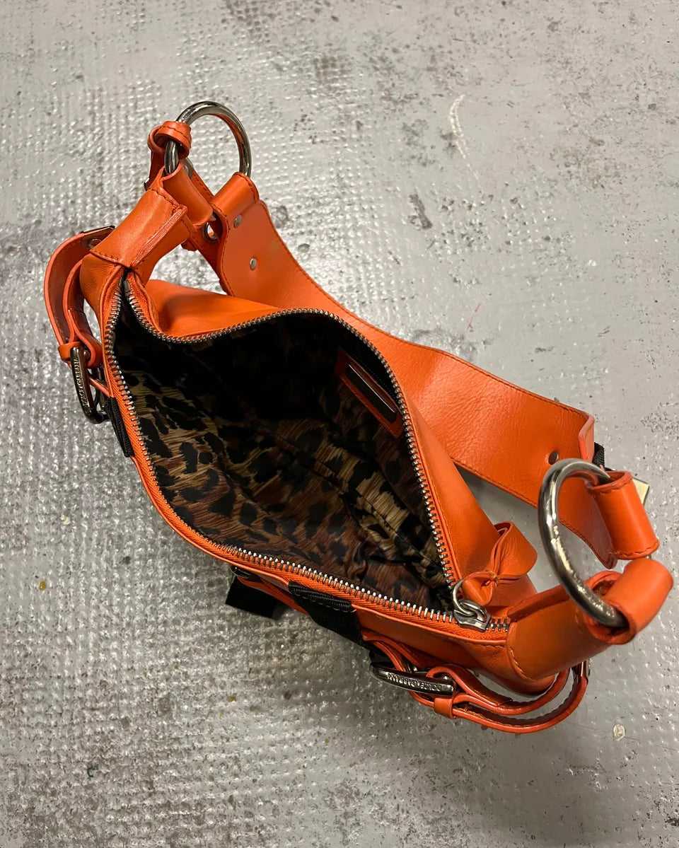 AW2003 Dolce & Gabbana Orange Leather Bondage Shoulder Bag VwDNzrx 10