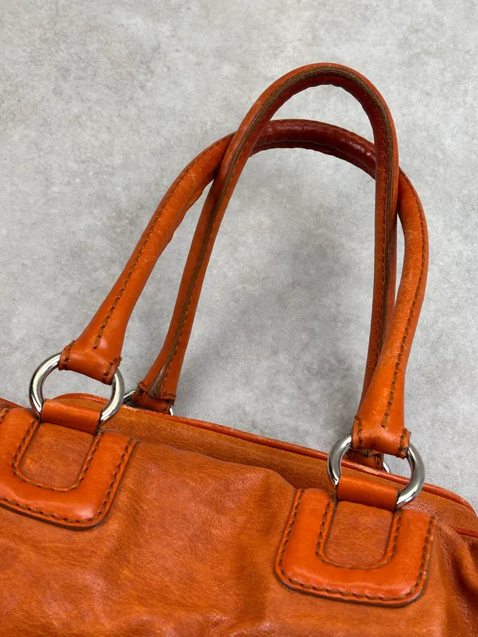 AW2010 Dolce & Gabbana Orange Lily Leather Multi-Zip Bag juFcTVe 12