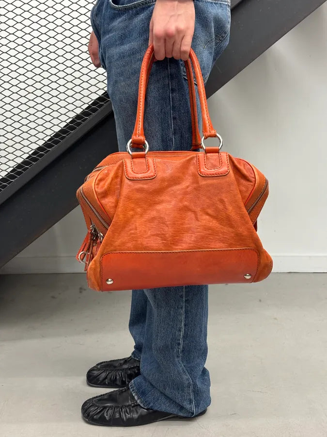 AW2010 Dolce & Gabbana Orange Lily Leather Multi-Zip Bag juFcTVe 2