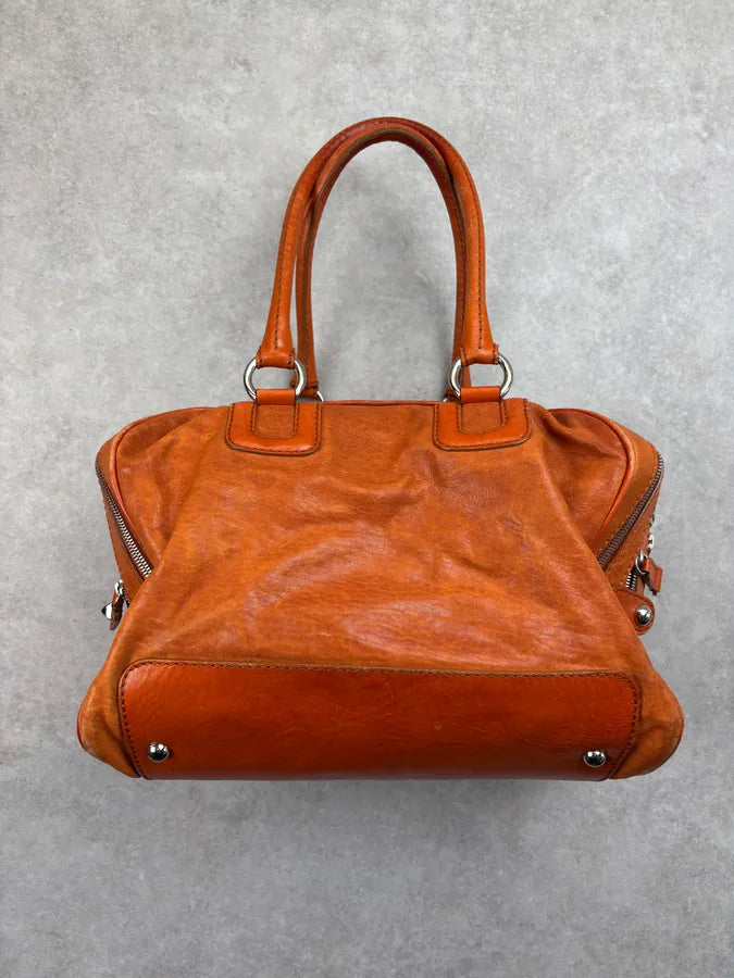 AW2010 Dolce & Gabbana Orange Lily Leather Multi-Zip Bag juFcTVe 3