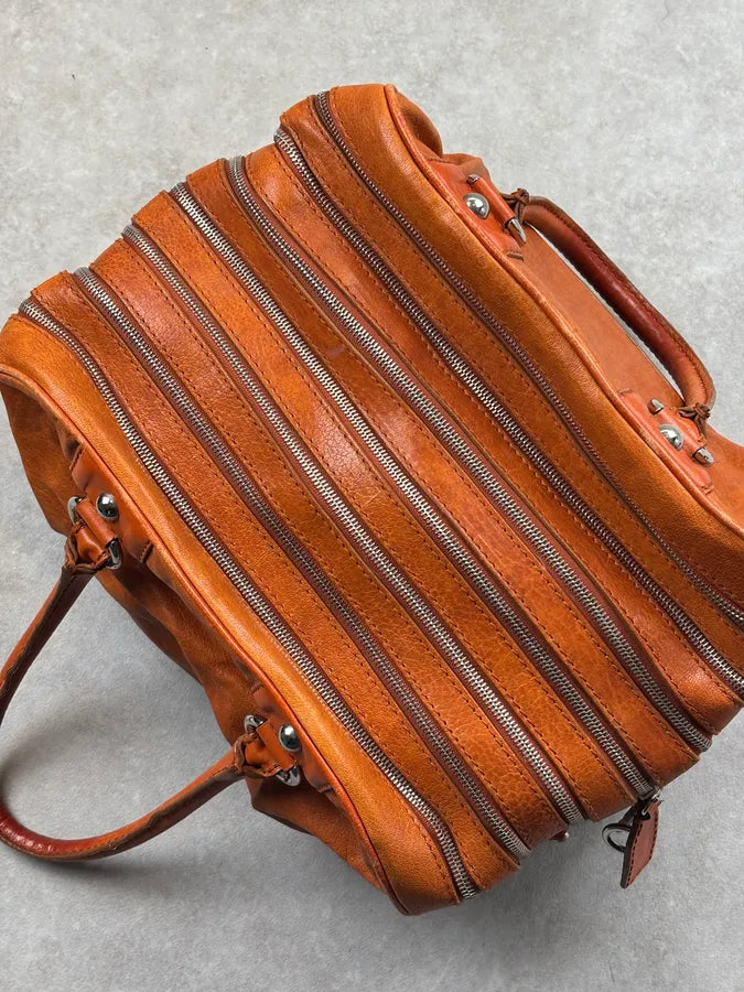 AW2010 Dolce & Gabbana Orange Lily Leather Multi-Zip Bag juFcTVe 8