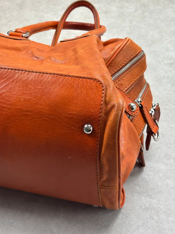 AW2010 Dolce & Gabbana Orange Lily Leather Multi-Zip Bag juFcTVe 11