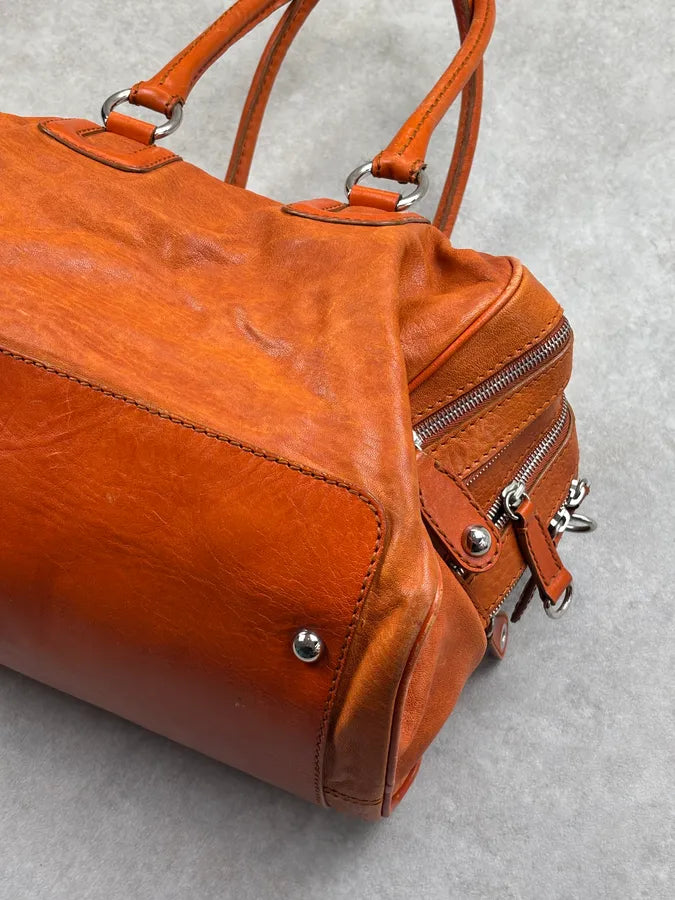 AW2010 Dolce & Gabbana Orange Lily Leather Multi-Zip Bag juFcTVe 4