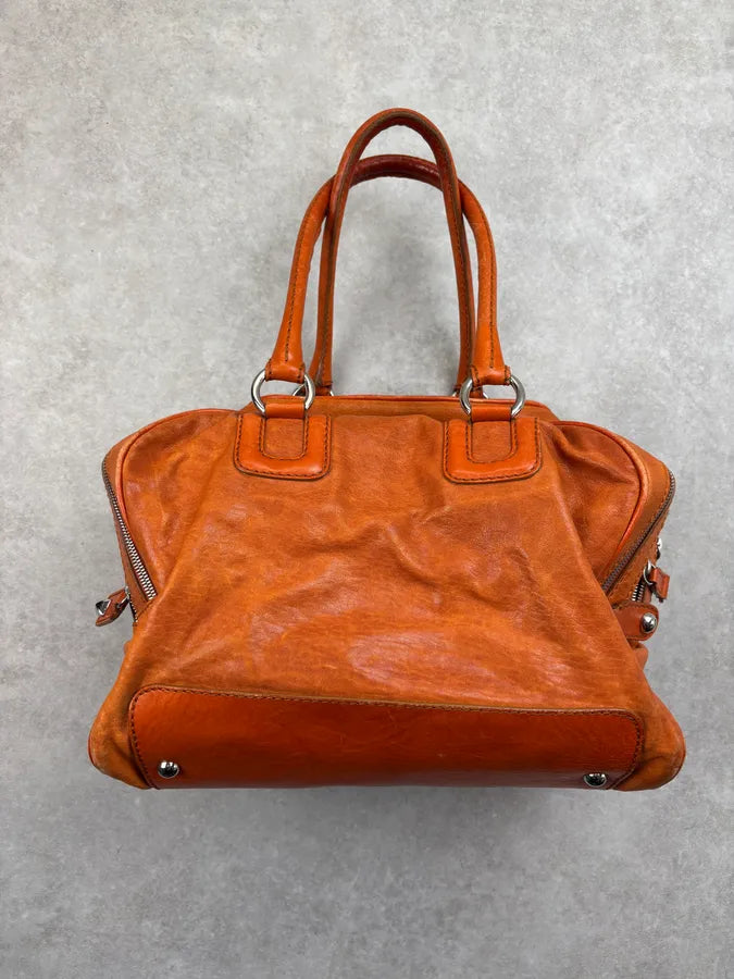 AW2010 Dolce & Gabbana Orange Lily Leather Multi-Zip Bag juFcTVe 9