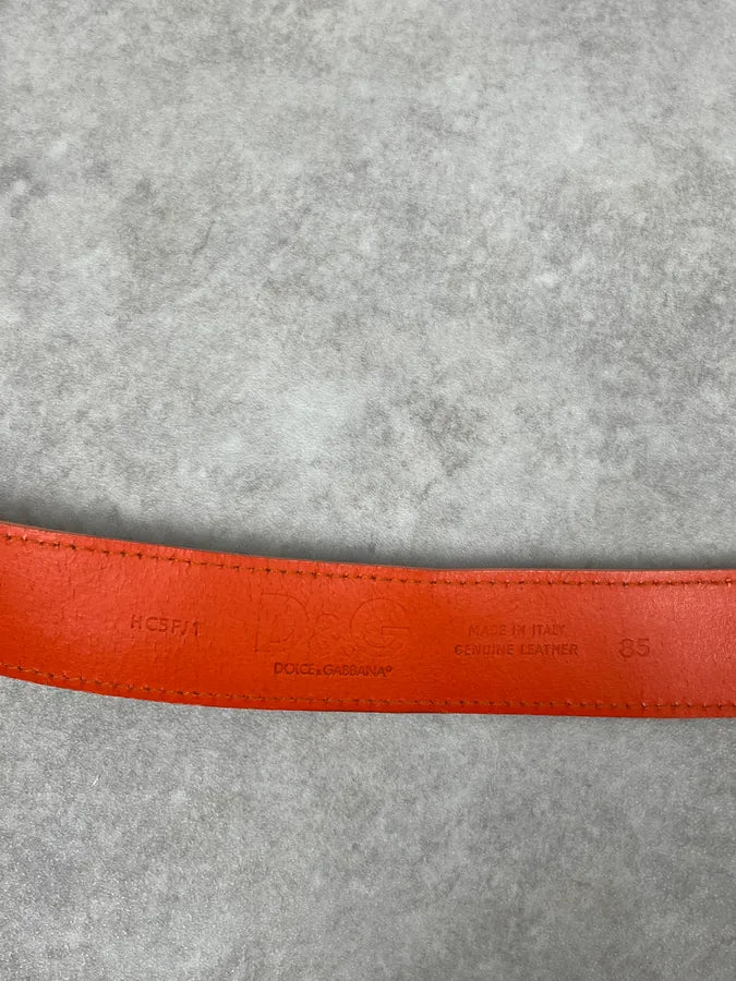 SS2004 Dolce & Gabbana Orange Minimalist Leather Belt beUuGyH 6