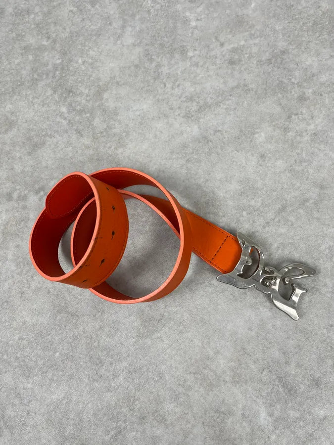 SS2004 Dolce & Gabbana Orange Minimalist Leather Belt beUuGyH 2