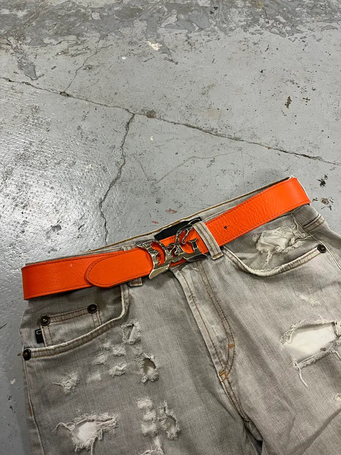 2000s Dolce & Gabbana Orange Signature Leather Belt tMqiySR 0