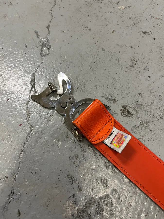 2000s Dolce & Gabbana Orange Signature Leather Belt tMqiySR 7