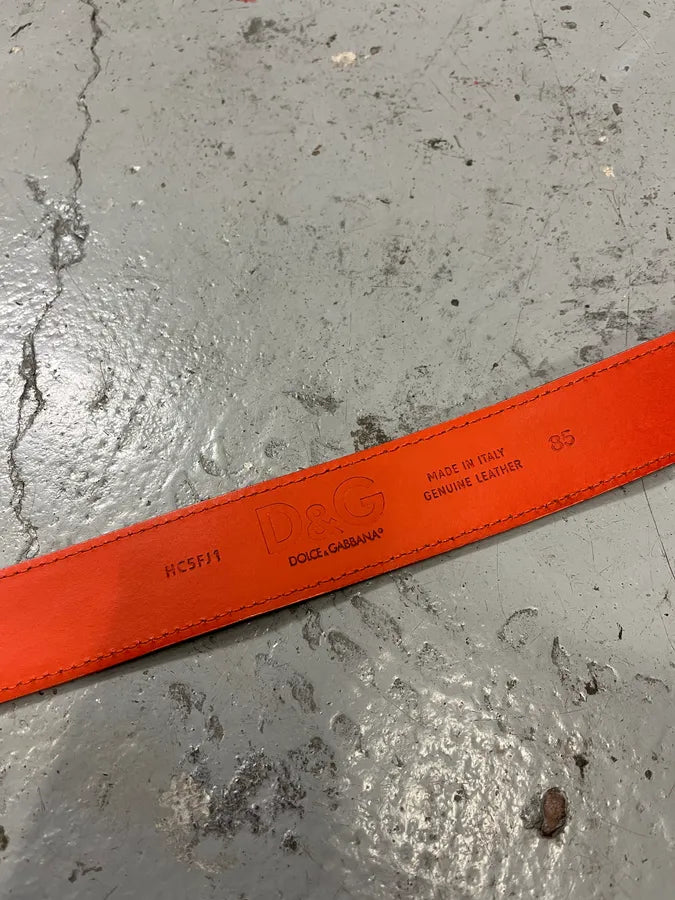 2000s Dolce & Gabbana Orange Signature Leather Belt tMqiySR 8