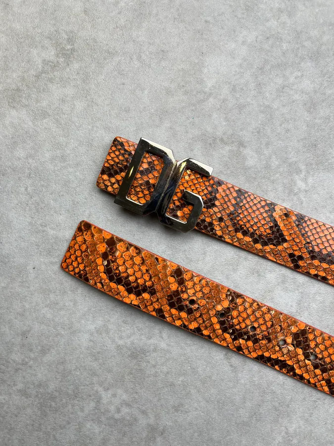 2000s Dolce & Gabbana Orange Python Scales Leather Belt ZmhyQNh 5