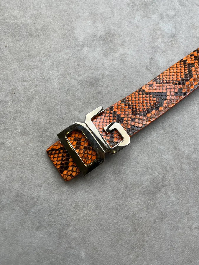 2000s Dolce & Gabbana Orange Python Scales Leather Belt ZmhyQNh 6