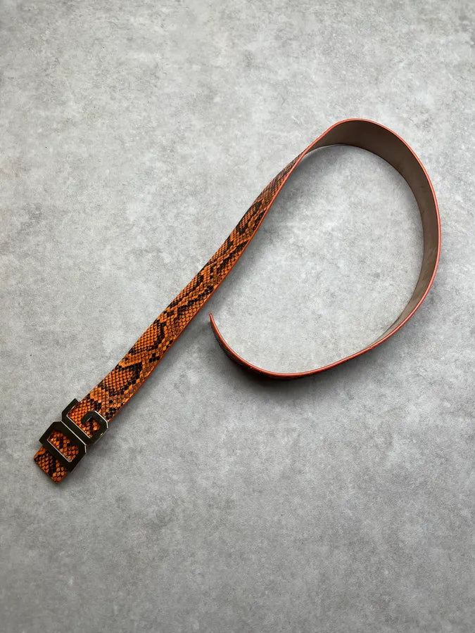 2000s Dolce & Gabbana Orange Python Scales Leather Belt ZmhyQNh 4