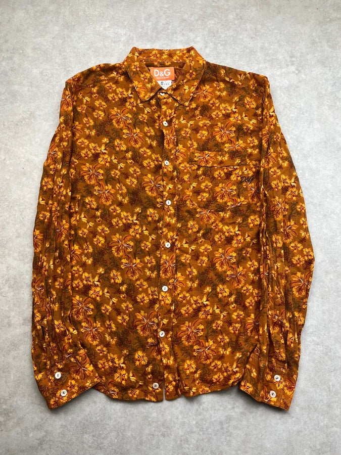 2000s Dolce & Gabbana Orange Tropical Heat Shirt EKUInOW 4