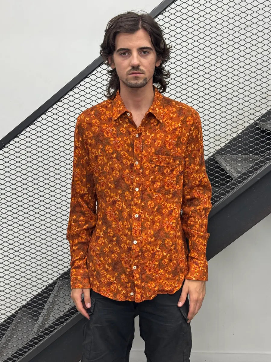2000s Dolce & Gabbana Orange Tropical Heat Shirt EKUInOW 1