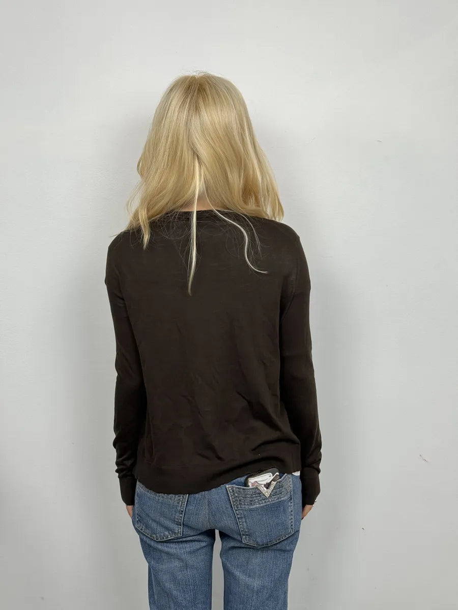 2000s Dolce & Gabbana Ornament Brown Wool Sweater yDugWGb 1