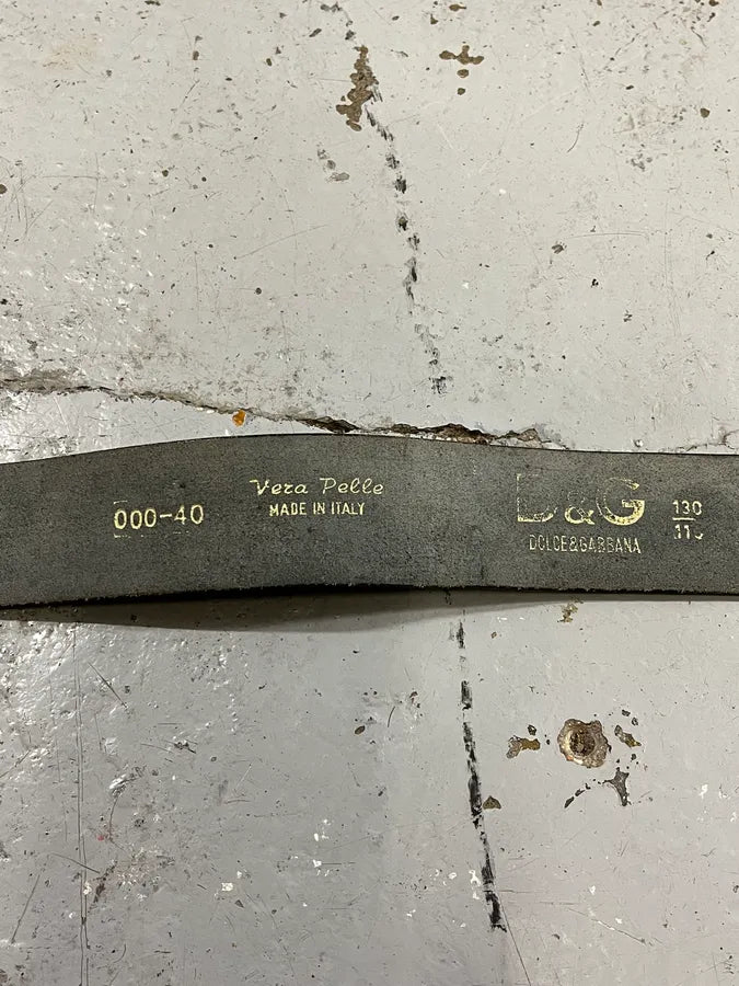 2000s Dolce & Gabbana Ornament Flowers Buckle Black Leather Belt uNOwnMp 5