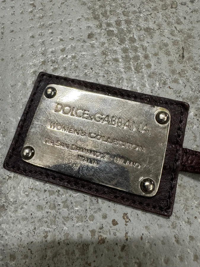 2000s Dolce & Gabbana Ostrich Effect Brown Leather Bag (OS) zNqyTvR 7