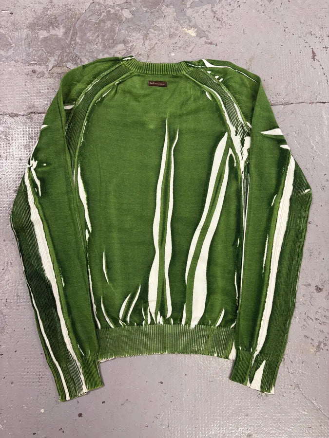 SS2007 Dolce & Gabbana Overprint Green V-Neck Sweater CyeHiaP 5