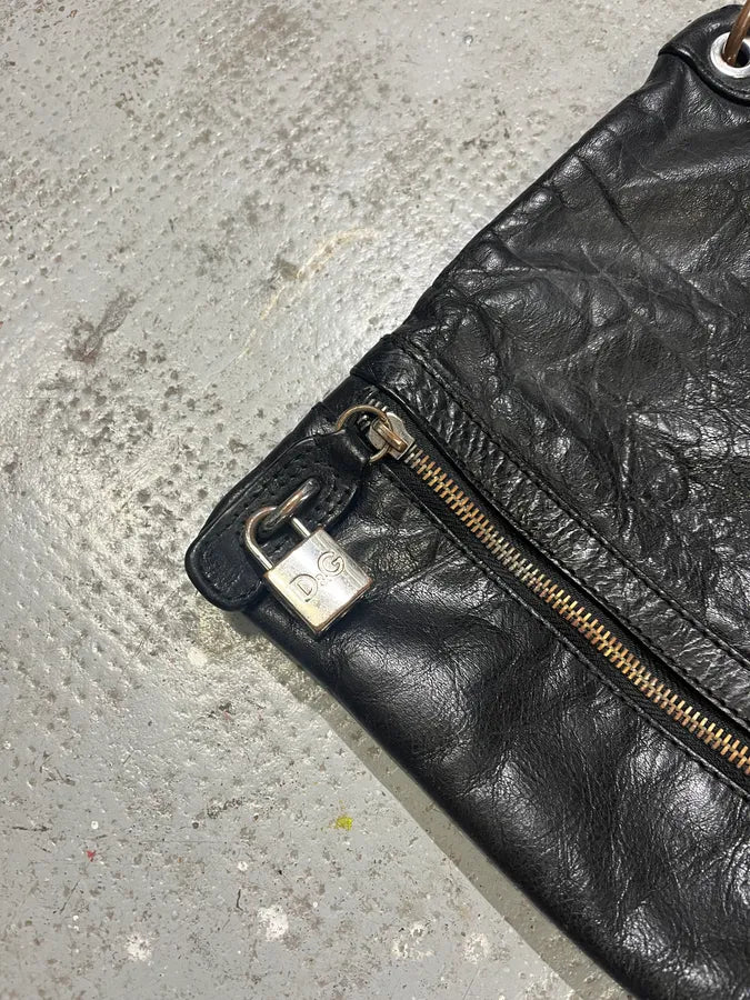 2000s Dolce & Gabbana Padlock Black Leather Shoulder Bag (OS) qNJDVJq 1
