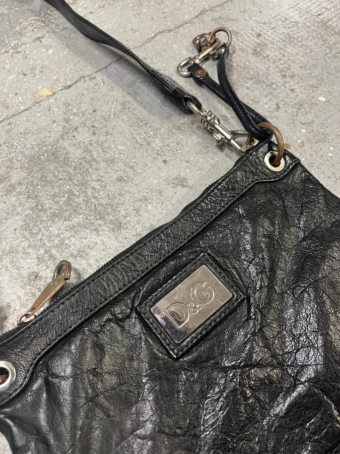 2000s Dolce & Gabbana Padlock Black Leather Shoulder Bag (OS) qNJDVJq 2