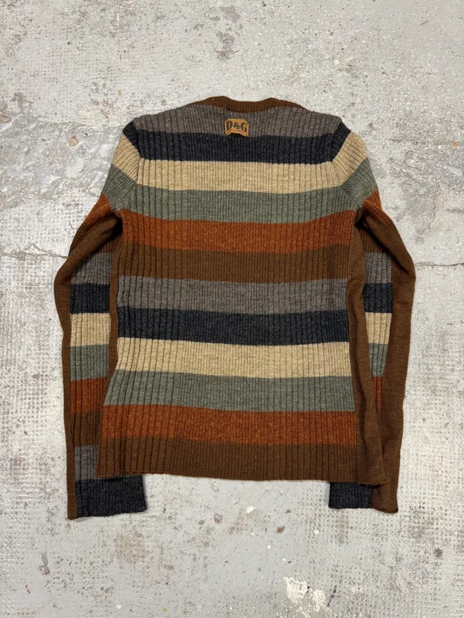 2000s Dolce & Gabbana Pastel Lines V-Neck Sweater brHUXNi 1