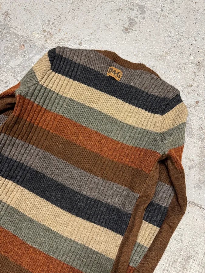 2000s Dolce & Gabbana Pastel Lines V-Neck Sweater brHUXNi 2