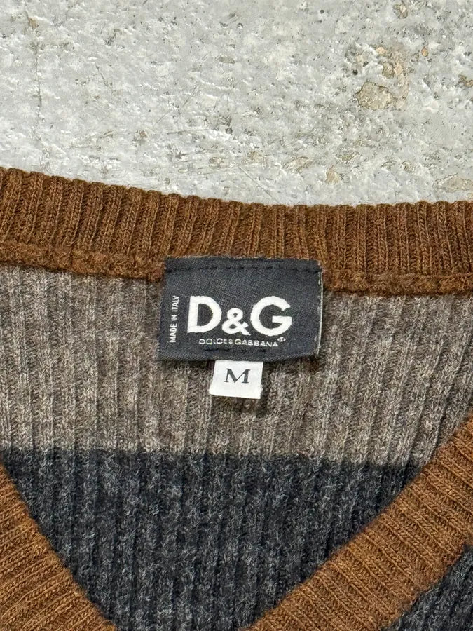 2000s Dolce & Gabbana Pastel Lines V-Neck Sweater brHUXNi 4