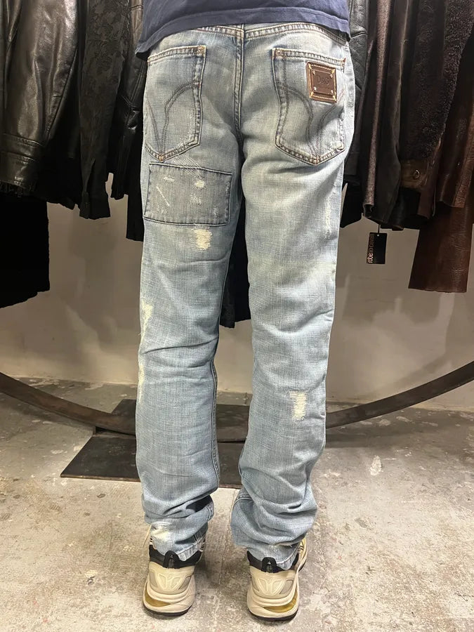 2000s Dolce & Gabbana Patches Blue Denim Jeans (S/M) BcbQIzk 3