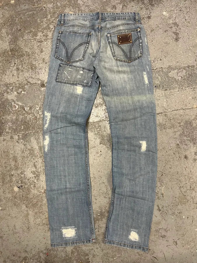 2000s Dolce & Gabbana Patches Blue Denim Jeans (S/M) BcbQIzk 6