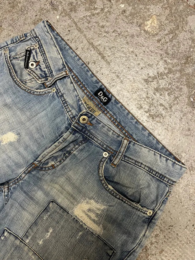 2000s Dolce & Gabbana Patches Blue Denim Jeans (S/M) BcbQIzk 7